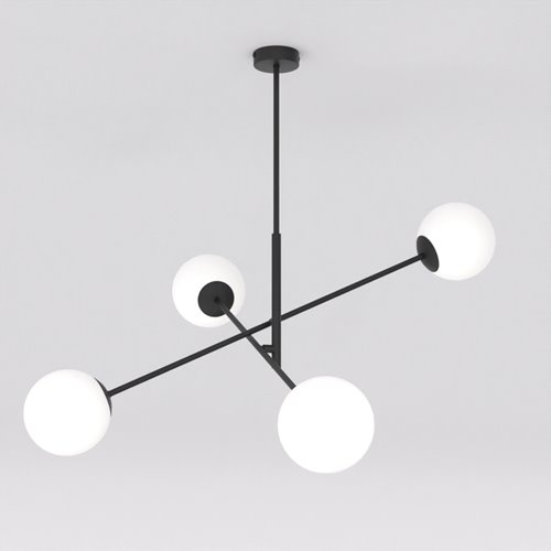 Żyrandol LINEAR 4 BLACK/OPAL minimalistyczny, loft, czarny