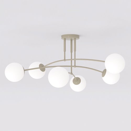 Lampa sufitowa PREGOS 6 MOKKA OPAL klasyczna, klosz, beżowa