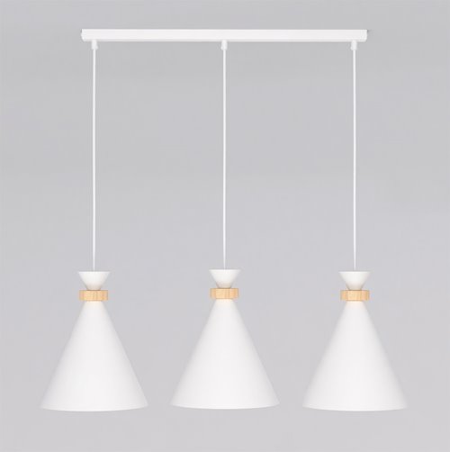 Lampa wisząca ZERO 3 WHITE nowoczesna, biała, metal, drewno