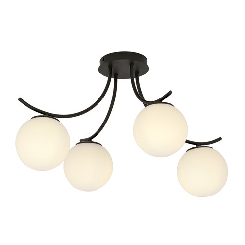 Lampa sufitowa BOSTON 4 BLACK/OPAL nowoczesna czarna/biała