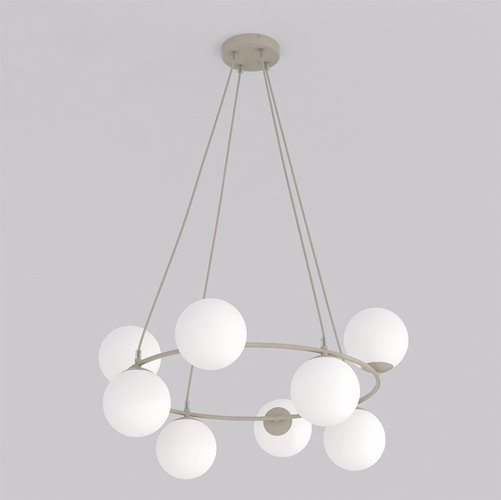 Lampa wisząca AZURA 8 MOKKA OPAL nowoczesna, klosze, beżowa