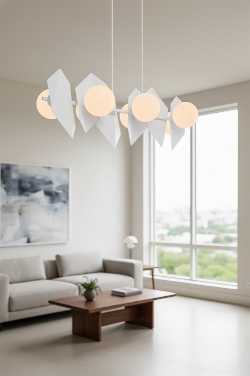 Lampa wisząca DRIFTON 6 WHITE nowoczesna, klosz, biała