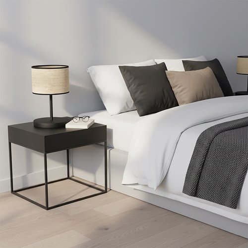 Lampka nocna ECO LN1 RATTAN abażur, beżowa, klasyczna