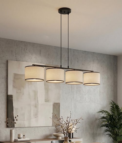 Lampa wisząca ECO 4 BL GRAY klasyczna, abażur, szara