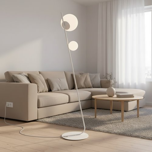 Lampa podłogowa TATU LP2 BL WHITE nowoczesna, biała, metal