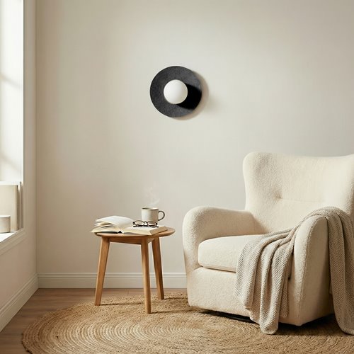 Kinkiet CALMA S K1 BLACK nowoczesny, klosz, filc, czarny