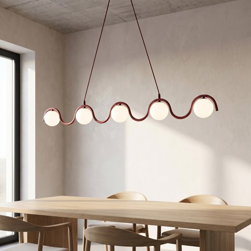 Lampa wisząca SINUS 5 BURGUNDY OPAL nowoczesna, metal