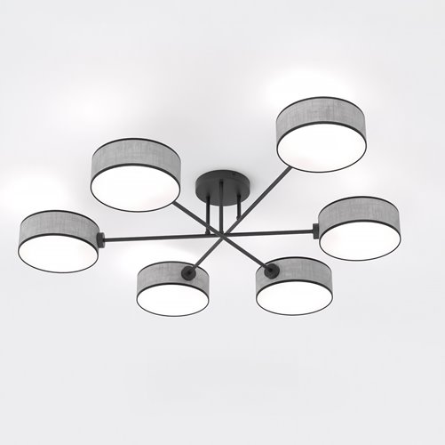 Lampa sufitowa MAGA 6 GRAY plafon, szara, abażur