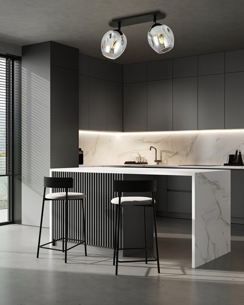 Lampa sufitowa FLOW 2 BL TRANSPARENT loft klosz czarna