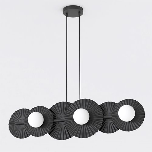 Lampa wisząca UMBRA 6 BLACK OPAL loft, czarna, metal, fala