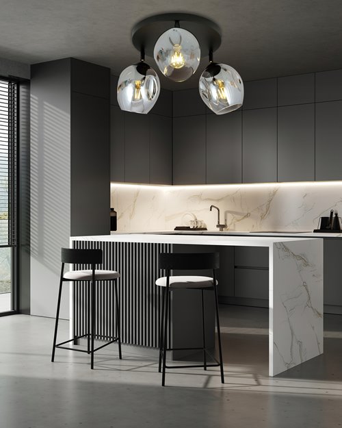 Lampa sufitowa FLOW 3 PREMIUM GRAFIT loft czarna grafit