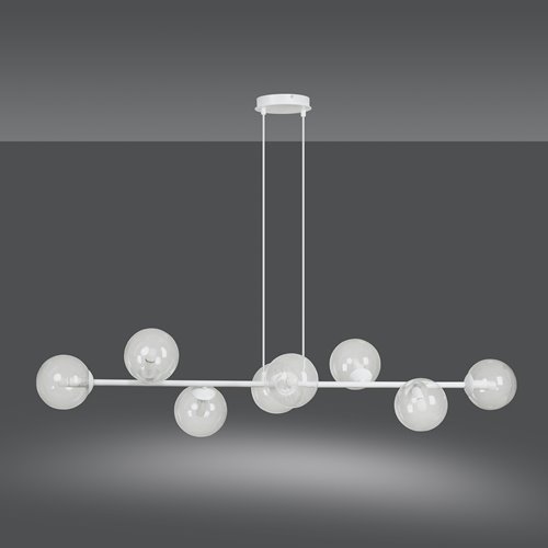 Lampa wisząca ROSSI 8 WH TRANSPARENT nowoczesna klosz biała
