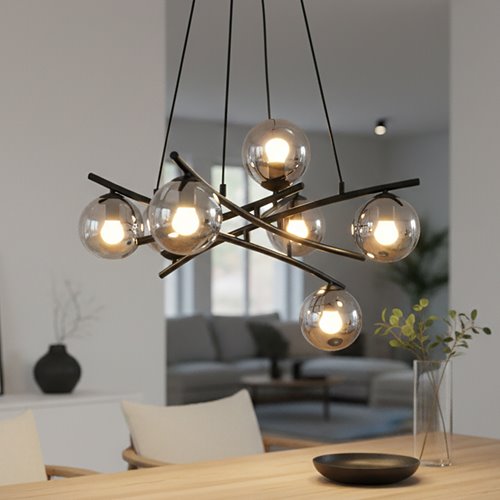 Lampa wisząca ESSA 5 GRAFIT klosze kule DESIGN czarna/grafit