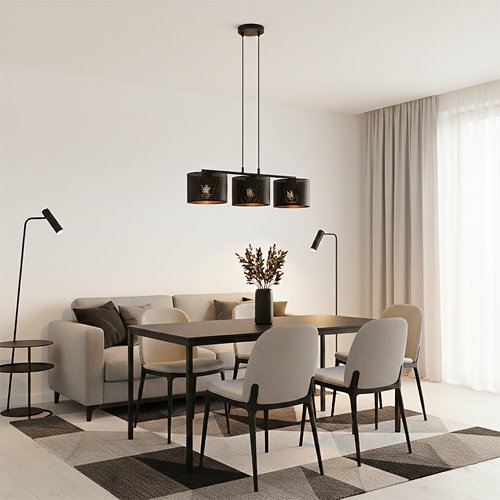 Lampa wisząca LUX 3 BLACK abażur, czarny