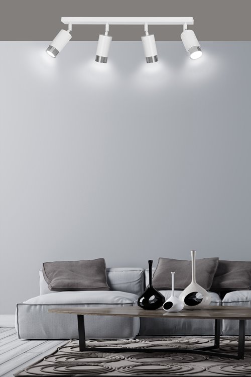 Lampa sufitowa HIRO 4 WH/CHROME tuby, metal, biały/chrom