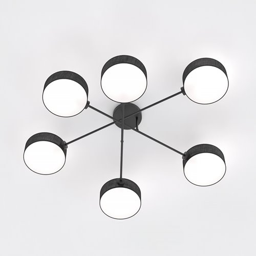 Lampa sufitowa MAGA 6 BLACK plafon, czarna, abażur