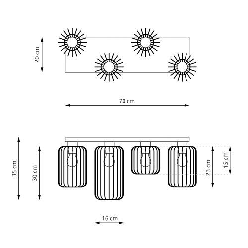 Lampa sufitowa BARN 4 BL industrialna, loft, plafon, czarna