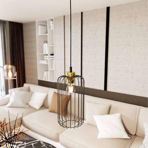 Lampa wisząca VANDER 1 BL GOLD loft nowoczesna czarno/złota