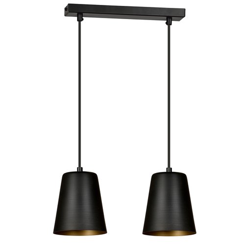 Lampa wisząca MILGA 2 BLACK/GOLD loft, metal, czarno/złota