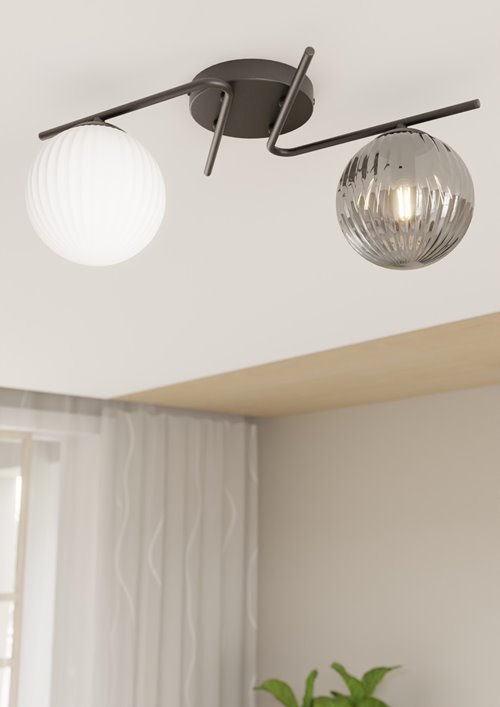 Lampa sufitowa VESPA 2 BL MIX plafon, klosz, czarna, biała