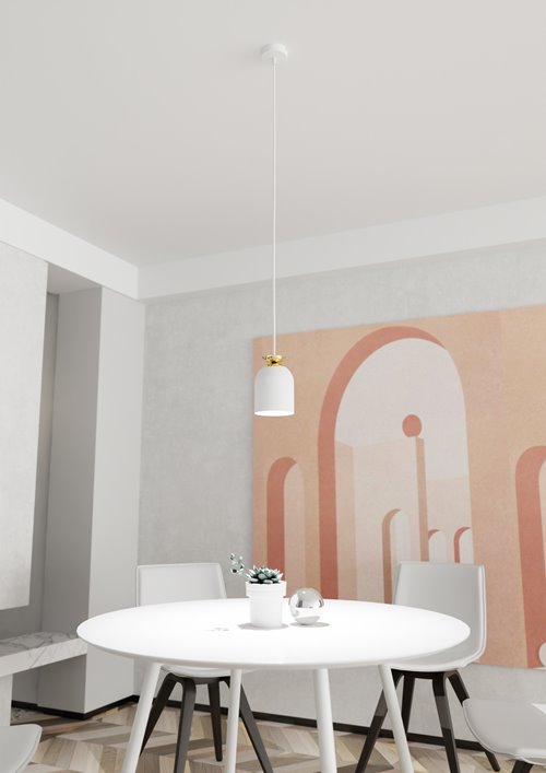 Lampa wisząca TARGET 1 WH, loft, biały, złoty