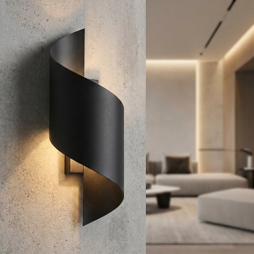Kinkiet SPINER BLACK minimalistyczny, metal, czarny