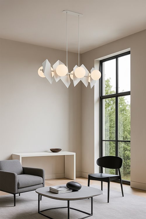 Lampa wisząca DRIFTON 6 WHITE nowoczesna, klosz, biała
