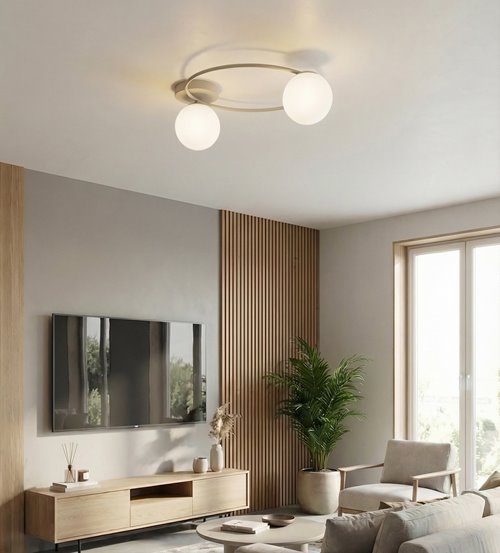 Lampa sufitowa SOPRA 2 MOKKA OPAL plafon klosze beżowa biała