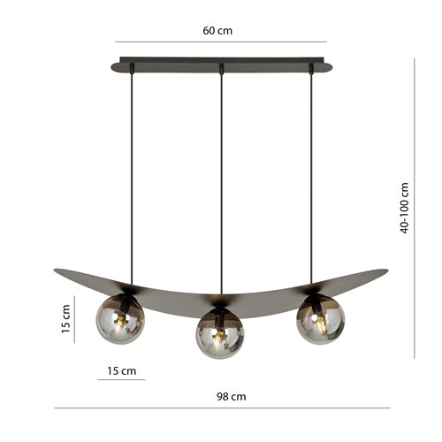Lampa wisząca AURA 3 BL GRAFIT nowoczesna i oryginalna