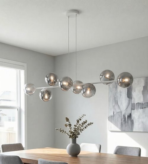Lampa wisząca MAGNUS 8 GRAY GRAFIT nowoczesna, klosz, szara