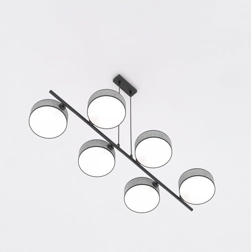 Lampa wisząca DRUMZ 6 GRAY nowoczesna, szara, abażury