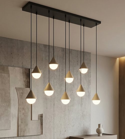 Lampa wisząca GIRO 9 BL MOKKA nowoczesna, beżowa, metal