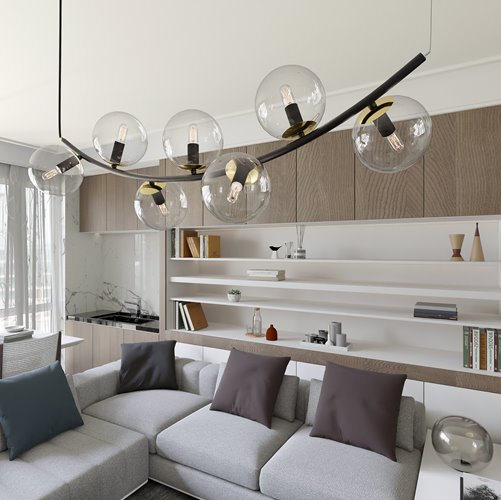 Lampa wisząca RITZ 7 BL TRANSPARENT nowoczesna, regulowana