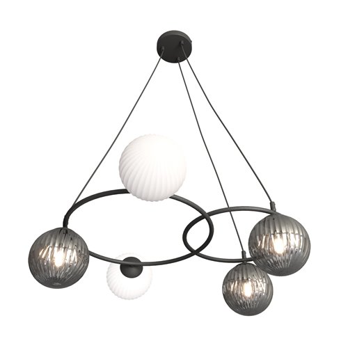 Lampa wisząca LIBRA 5 BL MIX, design, klosz, biały czarny