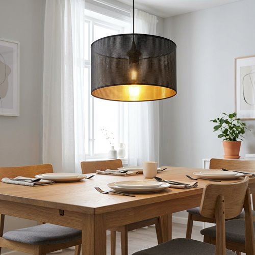 Lampa wisząca ASTON 1 BLACK/GOLD abażur czarno/złoty