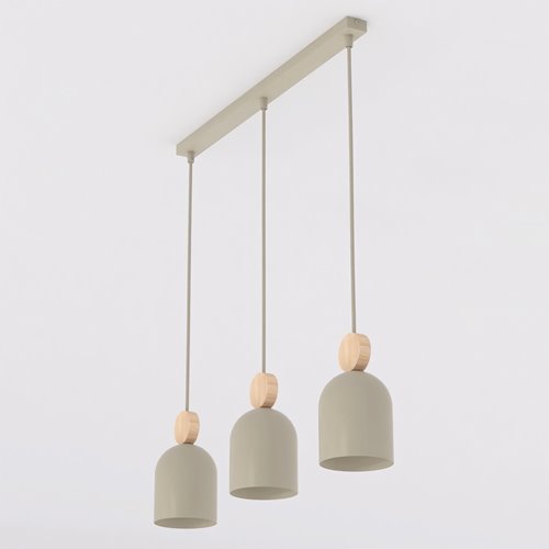 Lampa wisząca MESI 3 MOKKA nowoczesna, beżowa, metal drewno