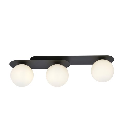Lampa sufitowa PLAZA 3 BL/OPAL plafon, klosze, czarna/biała