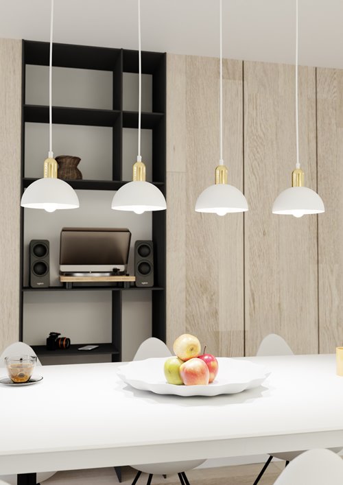 Lampa wisząca MOTO 4 WH, loft, biały, złoty