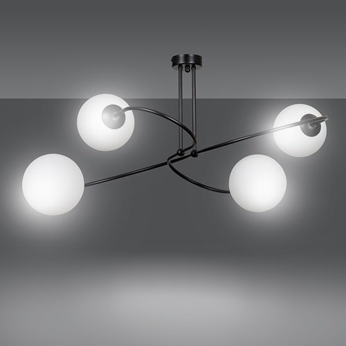 Lampa sufitowa SELBI 4 BLACK klasyczna, klosz, czarno/biała