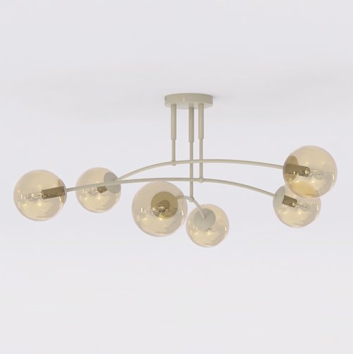 Lampa sufitowa PREGOS 6 MOKKA AMBER klasyczna, klosz, beżowa