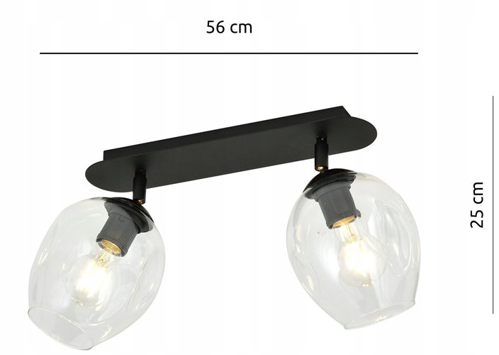 Lampa sufitowa FLOW 2 BL TRANSPARENT loft klosz czarna