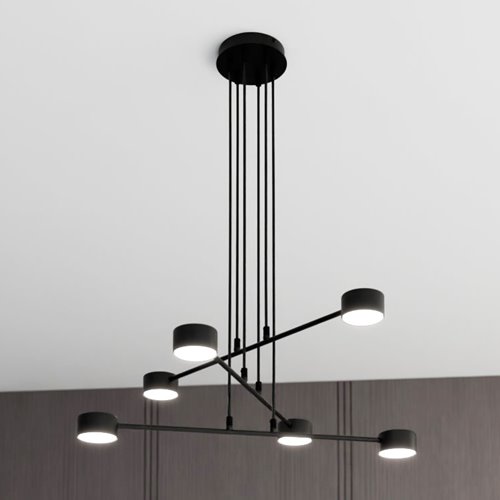 Lampa wisząca MODUS 6 BLACK czarna, minimalistyczna, metal