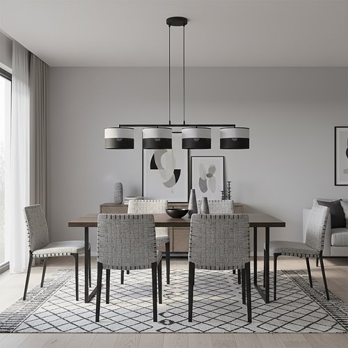 Lampa wisząca KARBON 4 BL GRAY klasyczna, abażur, szara