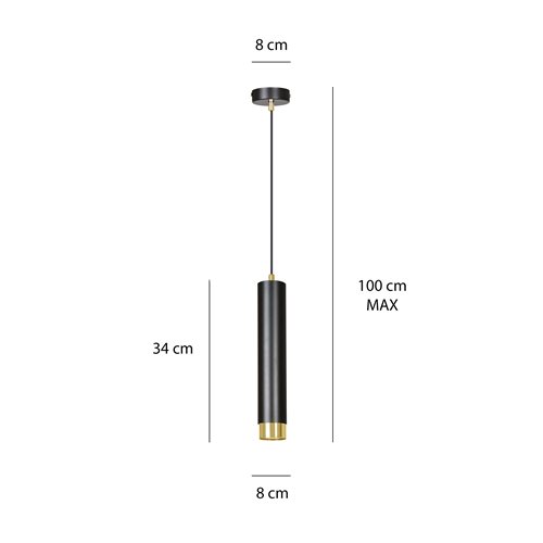 Lampa wisząca KIBO 1 BL/GOLD nowoczesna, tuby, biały, złoty