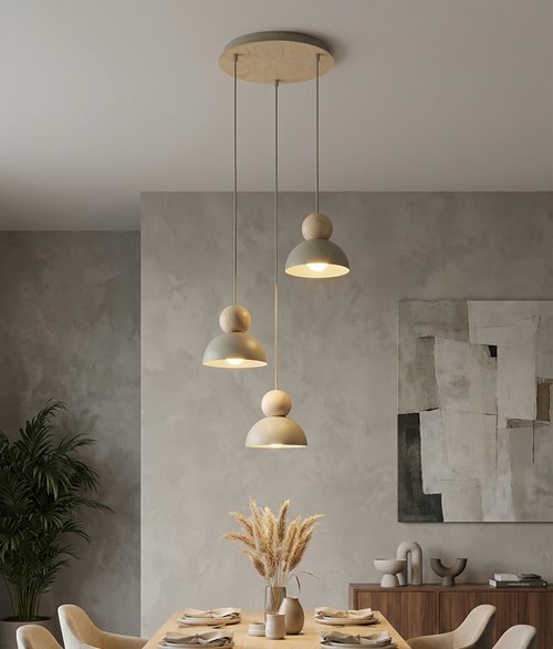 Lampa wisząca KAKI 3PREM MOKKA nowoczesna, beżowa, metal