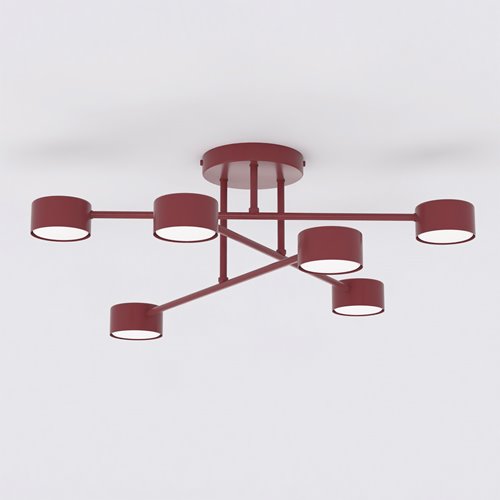 Lampa sufitowa HALO 6 BURGUNDY minimalistyczna, metal