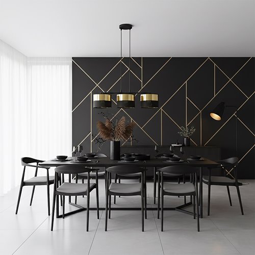 Lampa wisząca LUX 3 BL GOLD abażur, czarny, złoty