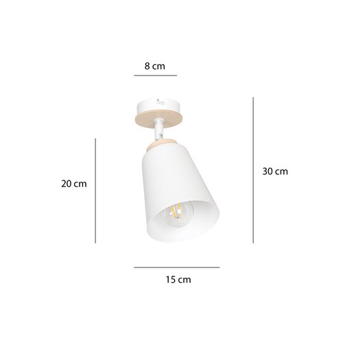 Lampa sufitowa ATLAS 1 WHITE skandynawska, drewno, biała