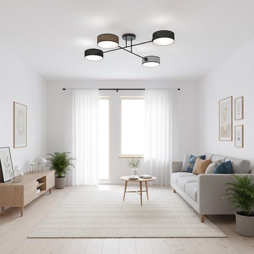 Lampa sufitowa MAGA 4 MIX1 plafon, brązowa, abażur