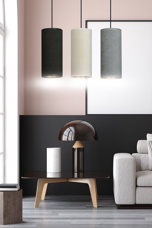Lampa wisząca BENTE 3 BL MIX abażur welur kolor